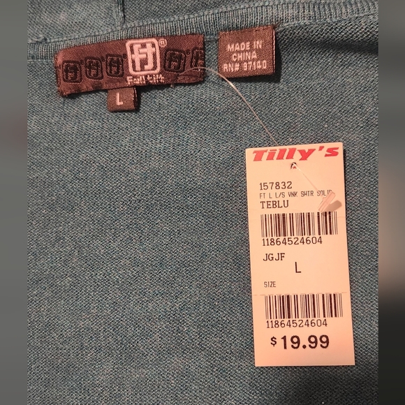 Full Tilt Teal Green Cozy V-Neck Sweater - Picture 5 of 7